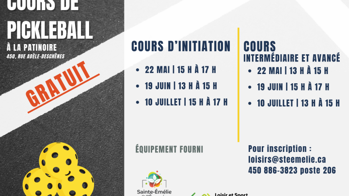 Cours de pickleball - GRATUIT